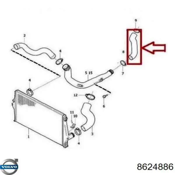 Mangueira (cano derivado) de intercooler Volvo 8624886 preço, a partir de 47,72 USD