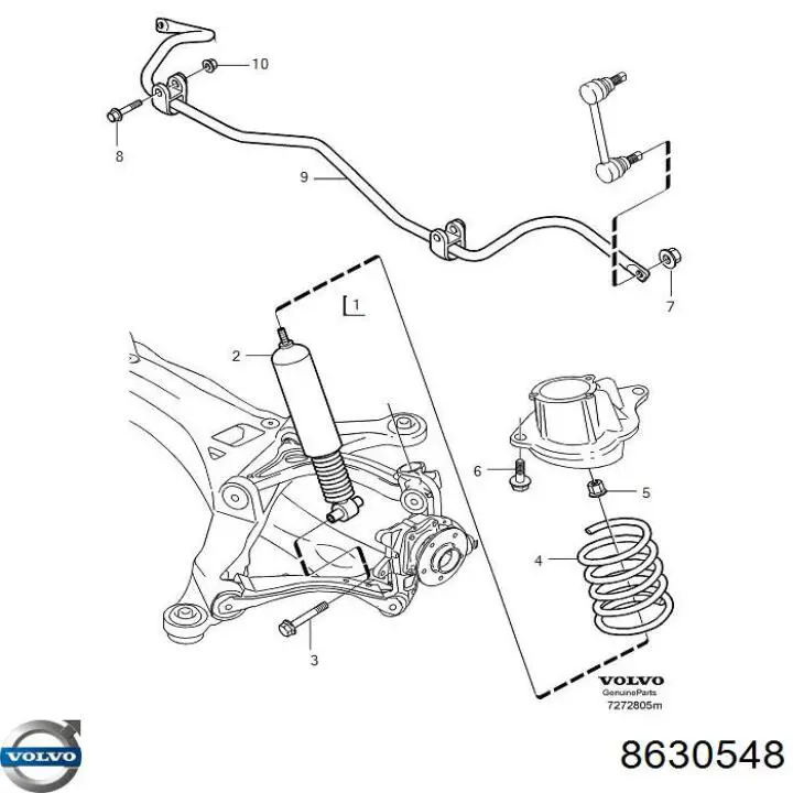 Estabilizador traseiro para Volvo S60 I RS, RH