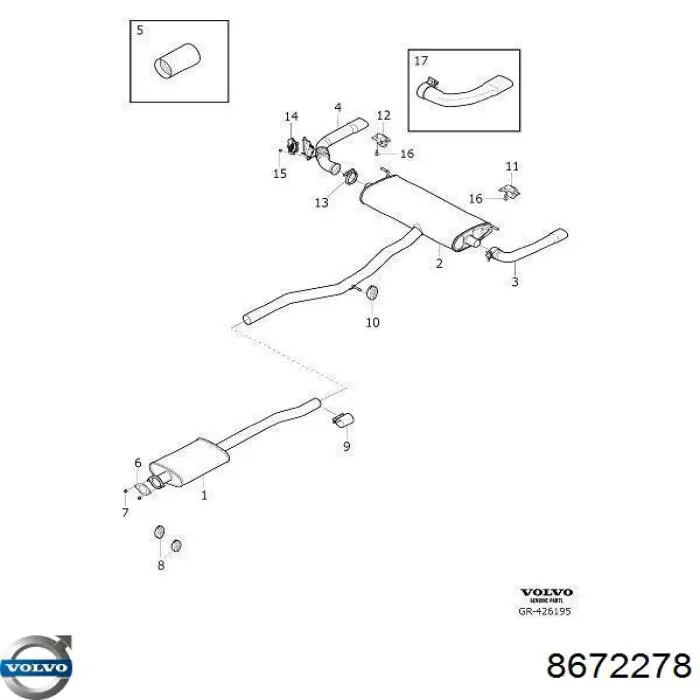 Vedante de tubo de admissão do silenciador Volvo 8672278 preço, a partir de 6,54 USD