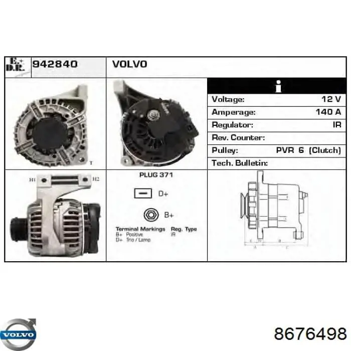 Gerador Volvo 8676498 preço, a partir de 76,62 USD