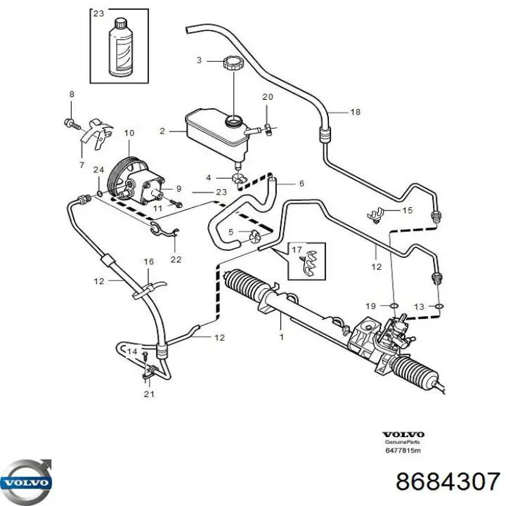 8684307 Volvo Cremalheira da direção