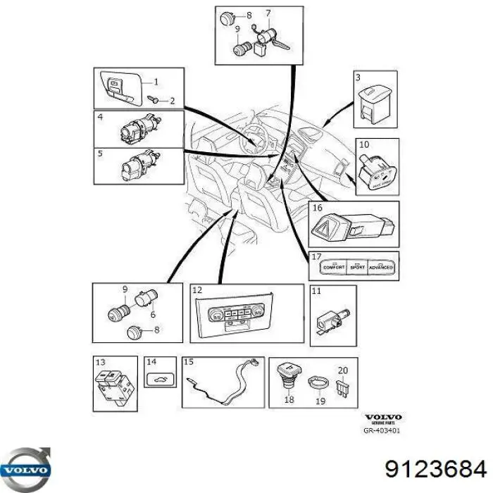Compre 8651399 Volvo Botão de ativação do sinal de emergência