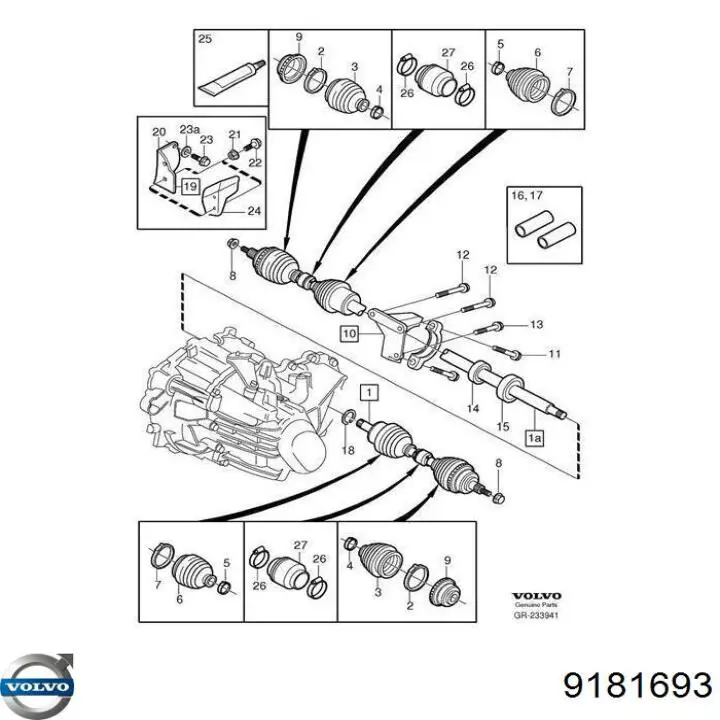 9181693 Volvo Rolamento suspenso do semieixo dianteiro