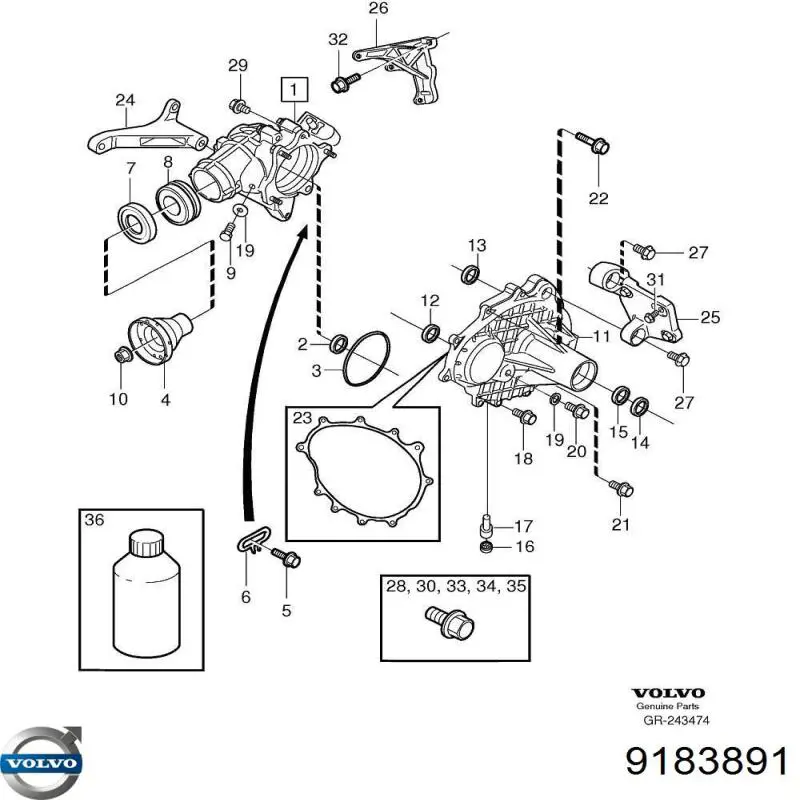 Bucim de saída dianteira da caixa de transferência Volvo 6843482 preço, a partir de 12,36 USD