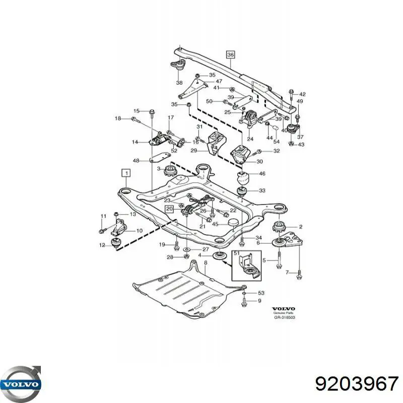 Compre 9203967 Volvo Consola de estabilizador superior (barra separadora)