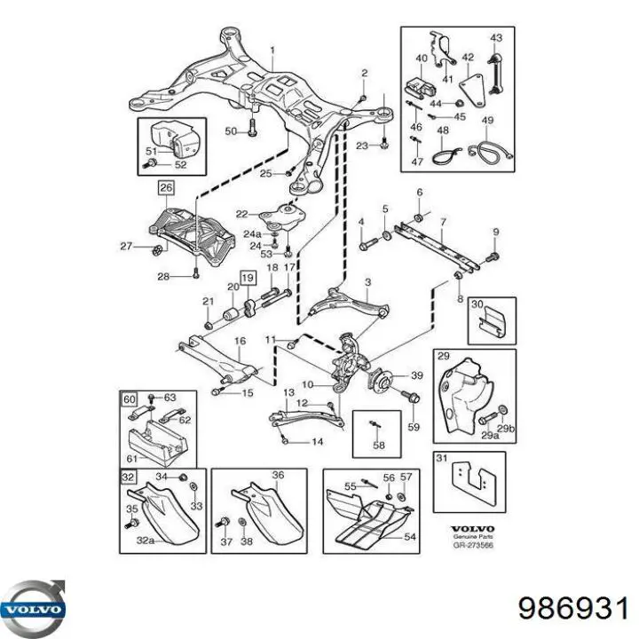 981118 Volvo Parafuso de fixação de braço oscilante dianteiro, superior
