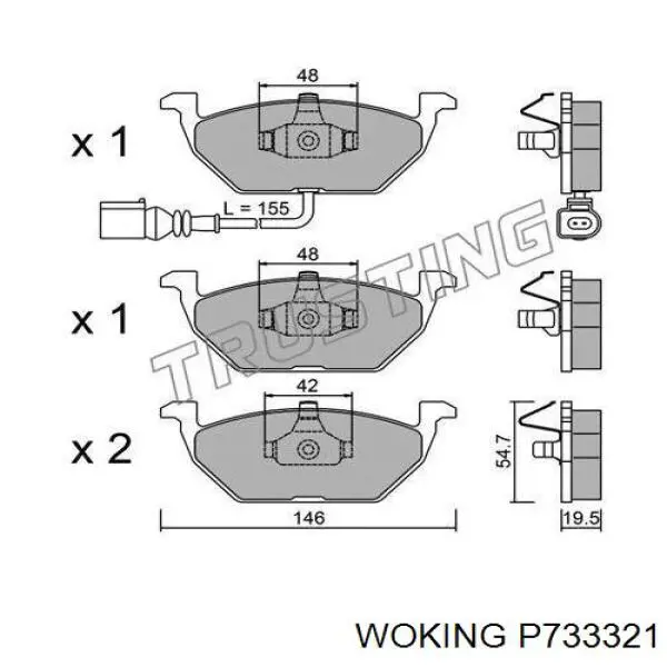 Compre P733321 Woking Sapatas do freio dianteiras de disco