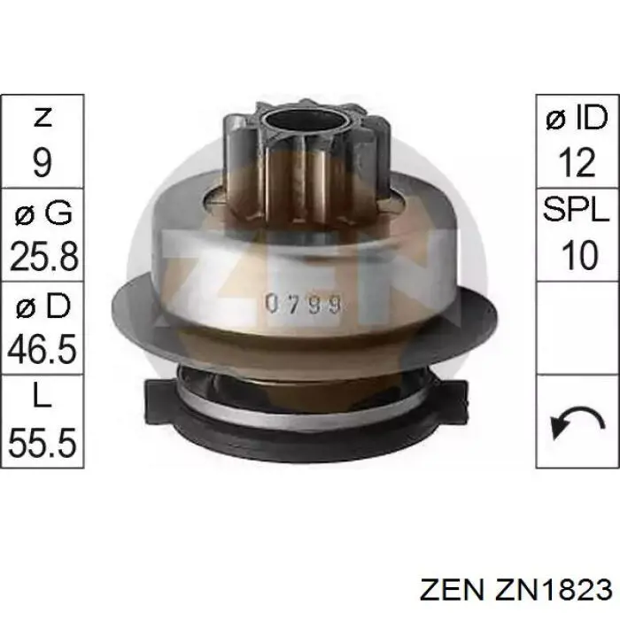 Roda-livre do motor de arranco ZN1823 ZEN