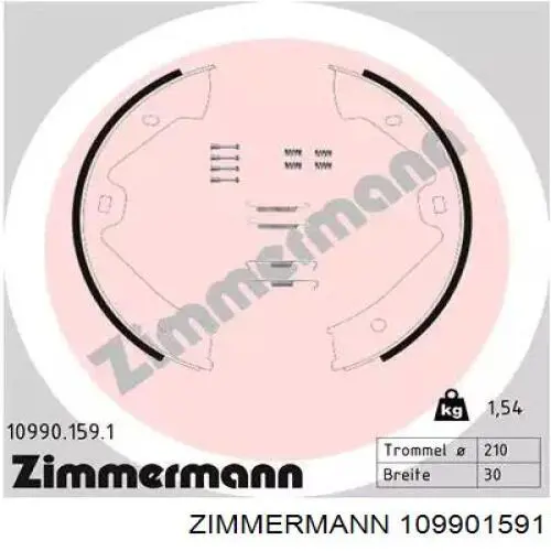 Sapatas do freio de estacionamento Zimmermann 109901591 preço, a partir de 40,62 USD