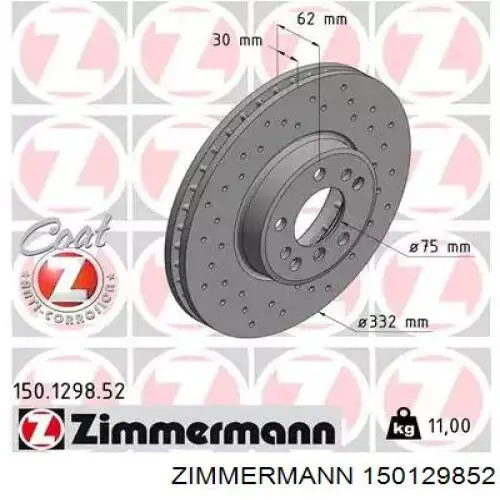 Disco do freio dianteiro Zimmermann 150129852 preço, a partir de 71,65 USD