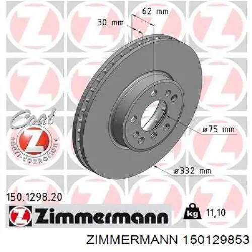 Disco do freio dianteiro Zimmermann 150129853 preço, a partir de 71,65 USD