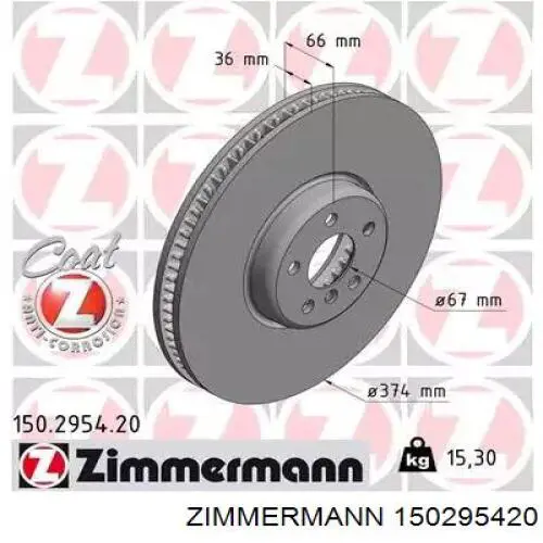 Disco do freio dianteiro Zimmermann 150295420 preço, a partir de 177,19 USD