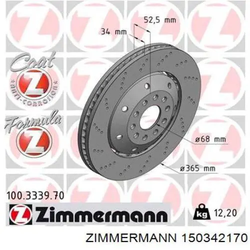 Disco do freio traseiro Zimmermann 150342170 preço, a partir de 334,58 USD