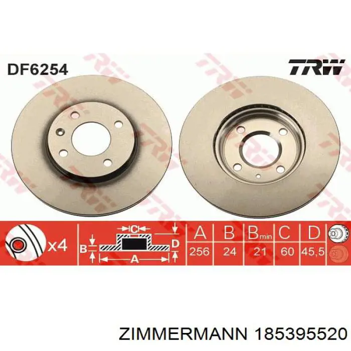 Disco do freio dianteiro Zimmermann 185395520 preço, a partir de 54,16 USD