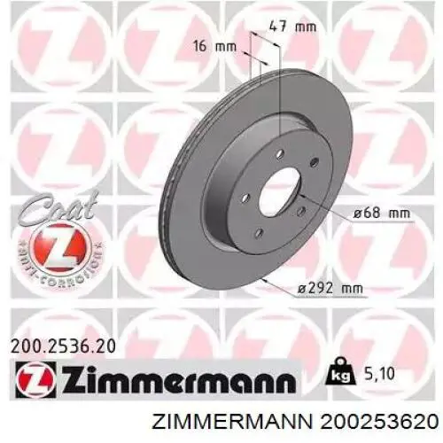 Disco do freio traseiro Zimmermann 200253620 preço, a partir de 49,82 USD