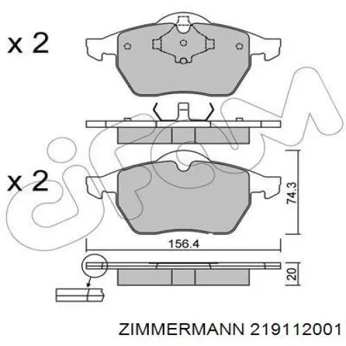 Compre 219112001 Zimmermann Sapatas do freio dianteiras de disco