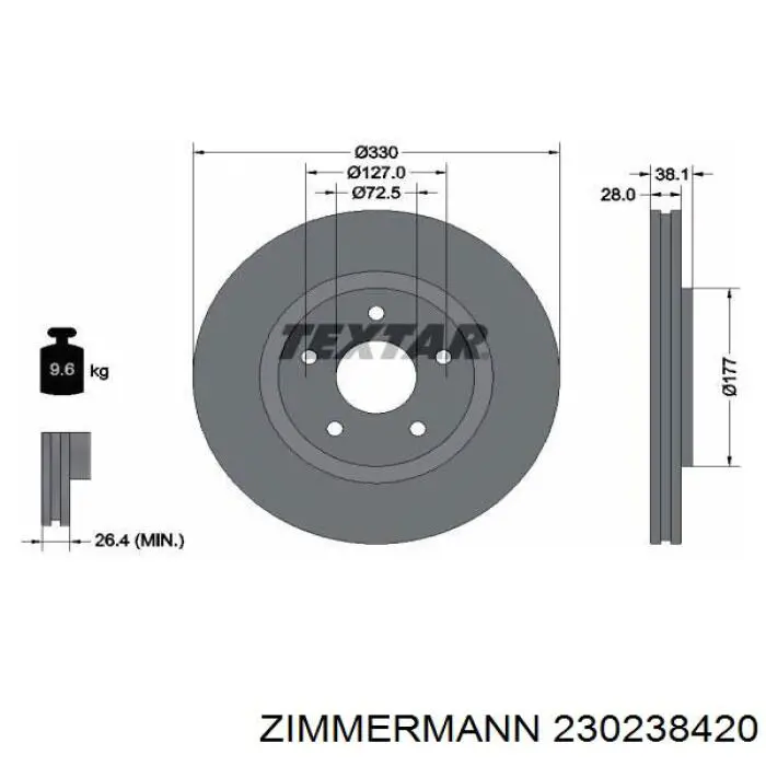 Disco do freio dianteiro Zimmermann 230238420 preço, a partir de 88,22 USD