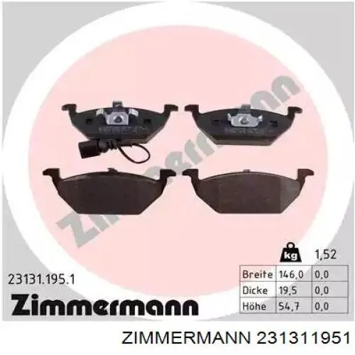 Sapatas do freio dianteiras de disco Zimmermann 231311951 preço, a partir de 56,18 USD