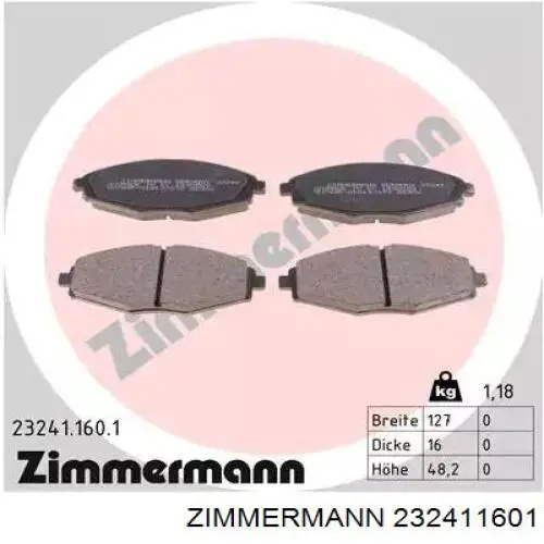 Sapatas do freio dianteiras de disco Zimmermann 232411601 preço, a partir de 21,45 USD