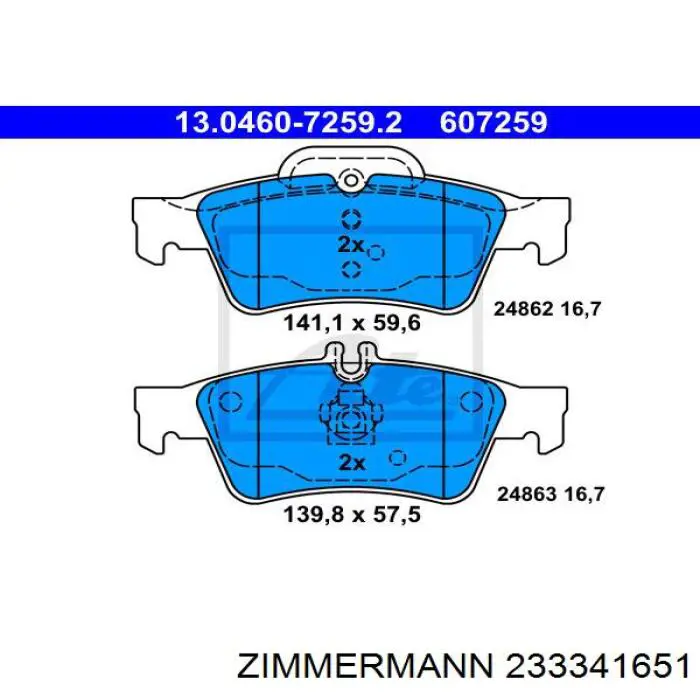 Compre 233341651 Zimmermann Sapatas do freio traseiras de disco
