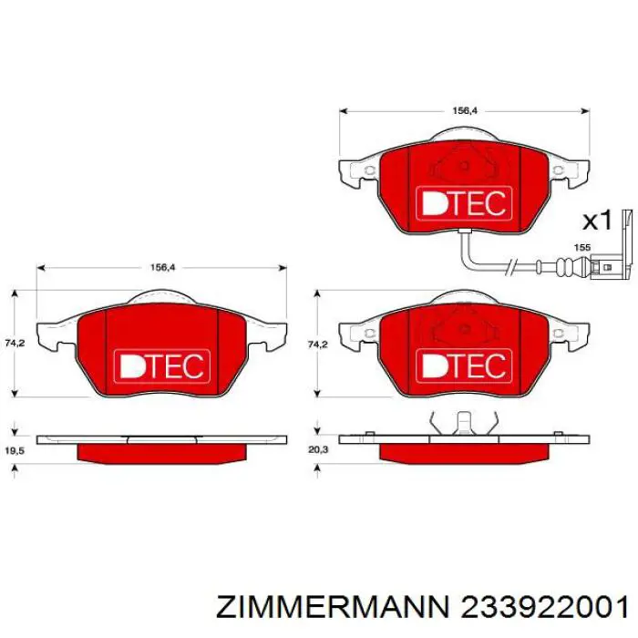 Compre 233922001 Zimmermann Sapatas do freio dianteiras de disco