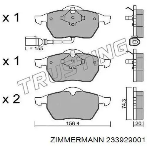 Sapatas do freio dianteiras de disco Zimmermann 233929001 preço, a partir de 34,27 USD