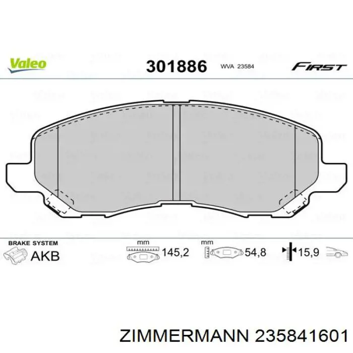 Sapatas do freio dianteiras de disco Zimmermann 235841601 preço, a partir de 29,36 USD