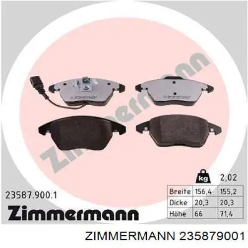 235879001 Zimmermann Sapatas do freio dianteiras de disco