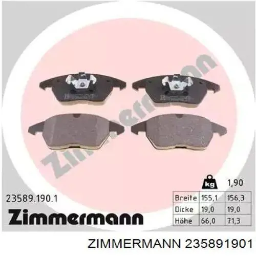 Sapatas do freio dianteiras de disco Zimmermann 235891901 preço, a partir de 31,63 USD