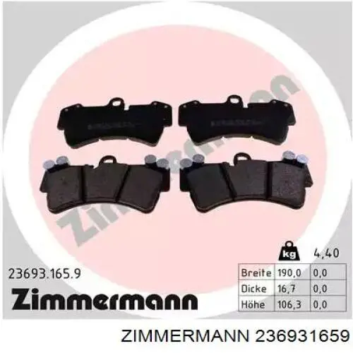 Sapatas do freio dianteiras de disco Zimmermann 236931659 preço, a partir de 70,98 USD