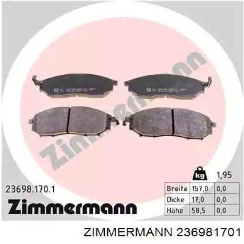 Sapatas do freio dianteiras de disco Zimmermann 236981701 preço, a partir de 34,74 USD