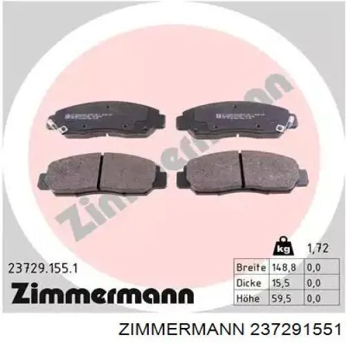 237291551 Zimmermann Sapatas do freio dianteiras de disco