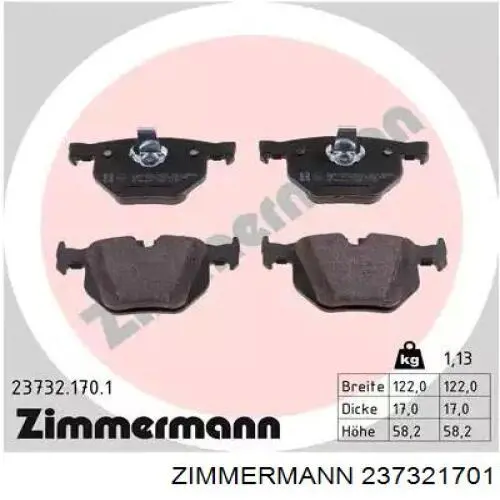 Sapatas do freio traseiras de disco Zimmermann 237321701 preço, a partir de 37,97 USD