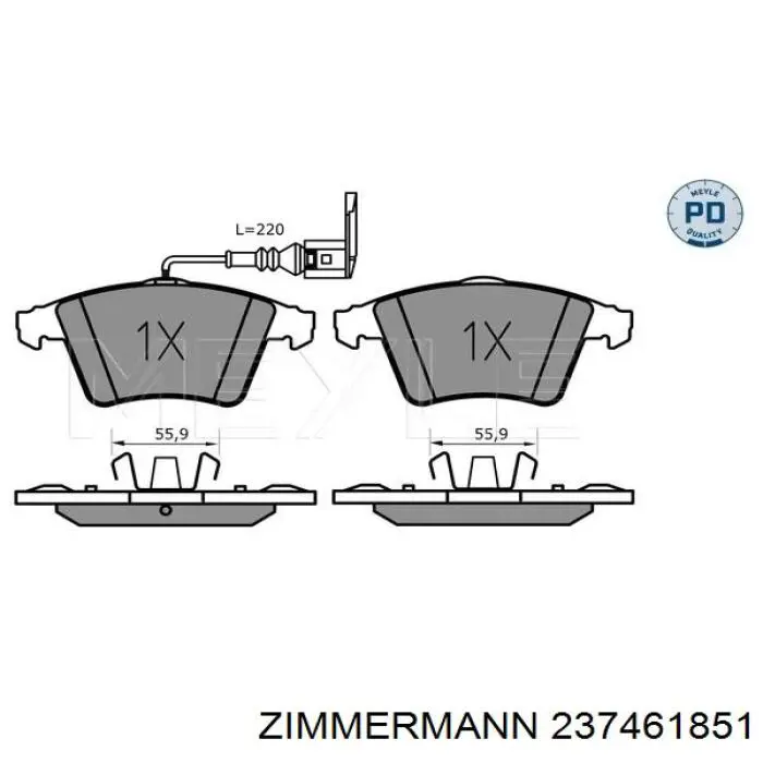 Compre 237461851 Zimmermann Sapatas do freio dianteiras de disco