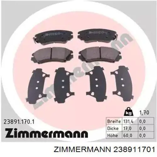Sapatas do freio dianteiras de disco Zimmermann 238911701 preço, a partir de 38,36 USD