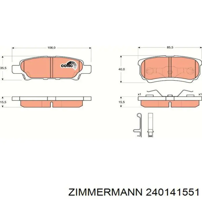 Compre 240141551 Zimmermann Sapatas do freio traseiras de disco