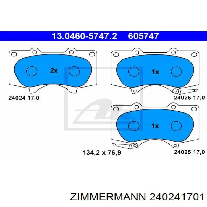 Sapatas do freio dianteiras de disco Zimmermann 240241701 preço, a partir de 32,96 USD