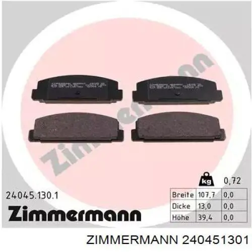 Sapatas do freio traseiras de disco Zimmermann 240451301 preço, a partir de 24,42 USD