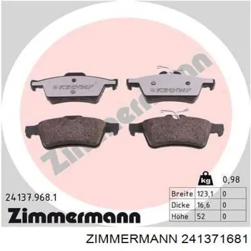 Sapatas do freio traseiras de disco Zimmermann 241371681 preço, a partir de 22,95 USD