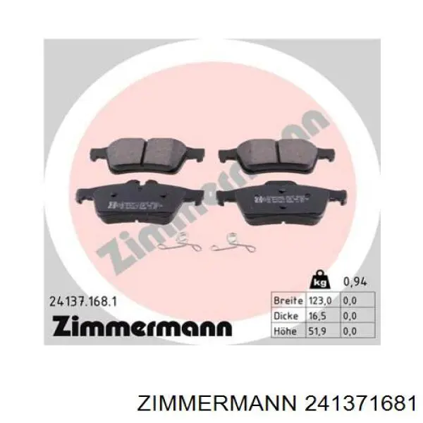 Compre 241371681 Zimmermann Sapatas do freio traseiras de disco