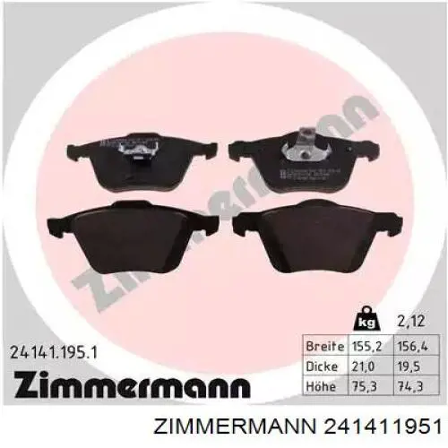 Sapatas do freio dianteiras de disco Zimmermann 241411951 preço, a partir de 47,57 USD
