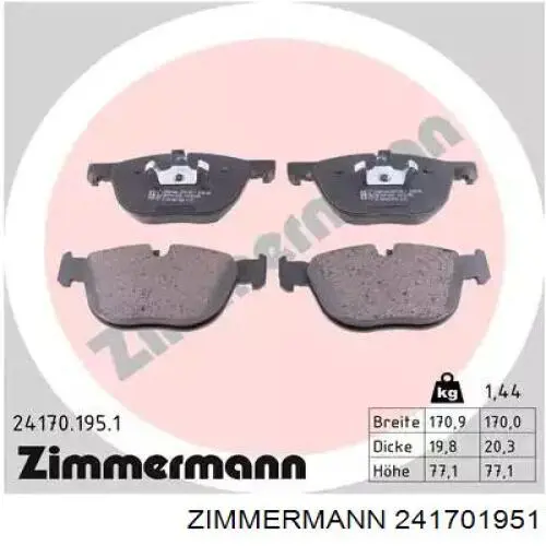 Sapatas do freio dianteiras de disco Zimmermann 241701951 preço, a partir de 48,29 USD