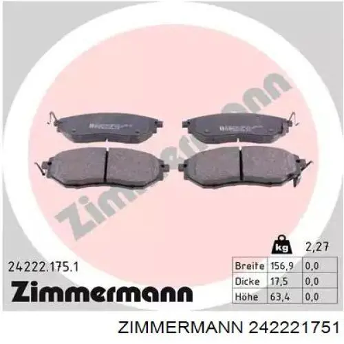 Sapatas do freio dianteiras de disco Zimmermann 242221751 preço, a partir de 43,04 USD