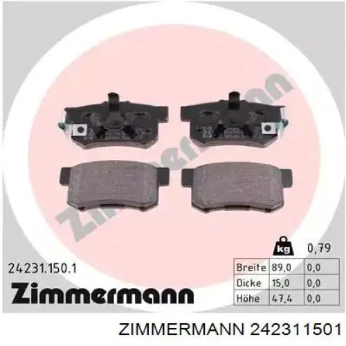 Sapatas do freio traseiras de disco Zimmermann 242311501 preço, a partir de 26,38 USD