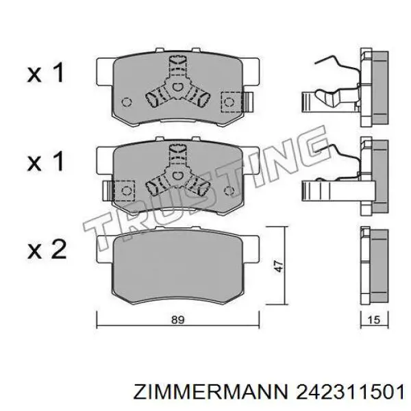Compre 242311501 Zimmermann Sapatas do freio traseiras de disco