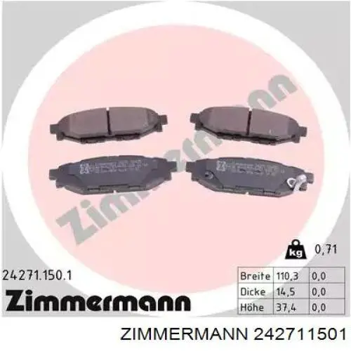 242711501 Zimmermann Sapatas do freio traseiras de disco
