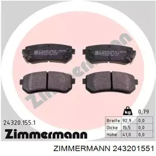 Sapatas do freio traseiras de disco Zimmermann 243201551 preço, a partir de 22,22 USD