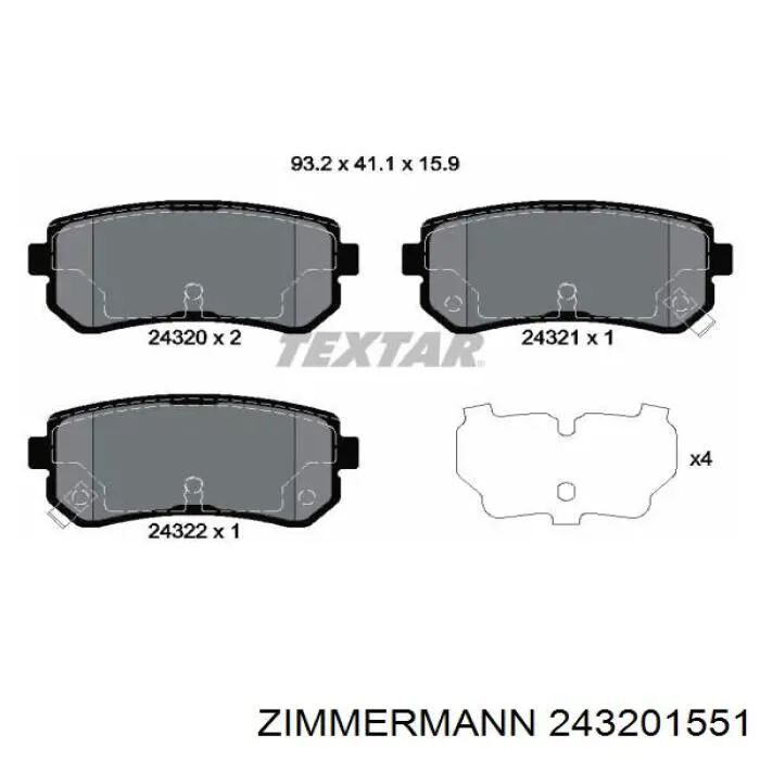 Compre 243201551 Zimmermann Sapatas do freio traseiras de disco