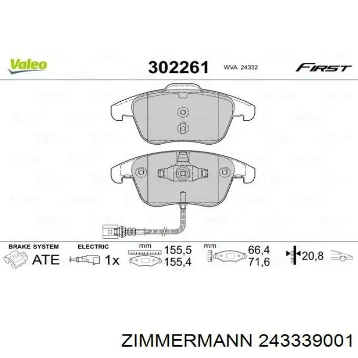 Compre 243339001 Zimmermann Sapatas do freio dianteiras de disco