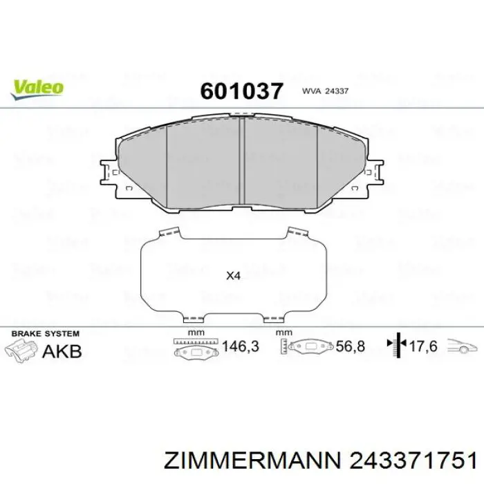 Compre 243371751 Zimmermann Sapatas do freio dianteiras de disco